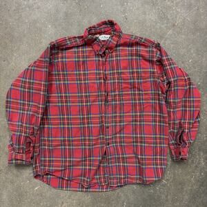 Vintage LL Bean Flannel Shirt Men’s XL Red Plaid USA Made Cotton Button Up 90s